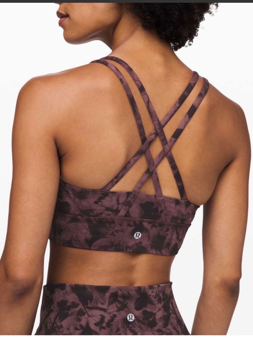 lululemon Long-Line Energy Bra in Antique Bark Floral Black - 4 - Picture 2 of 5
